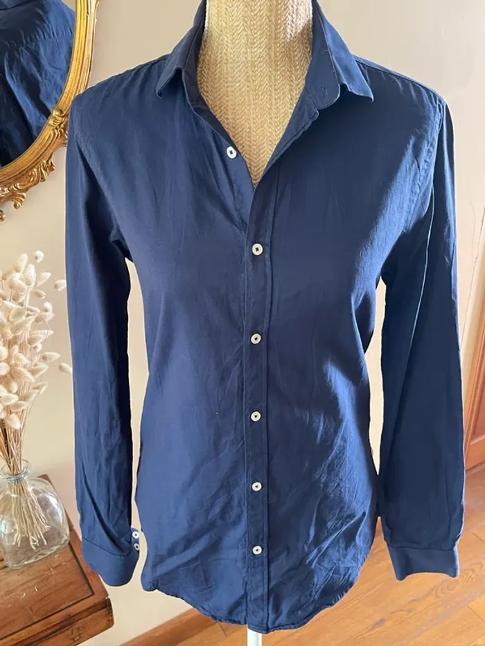 Chemise Zara Man à Manches Longues - Taille S - Bleu Marine - photo numéro 2