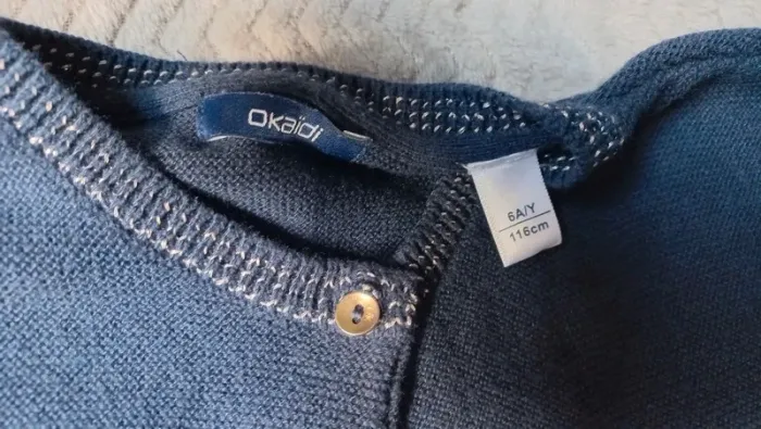 Gilet bleu marine okaïdi fil argenté col et manches - photo numéro 2