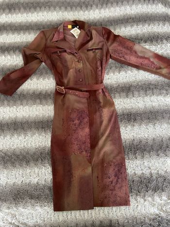 Superbe Robe Chemise Vintage Françoise – T.42 – Imprimé Abstrait Bordeaux / Prune