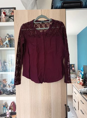 Chemiser blouse bordeaux violet prune Jennyfer - Taille S 36