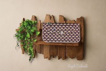 Pochette pour crossbody de Cabaïa Sriko palmes prunes