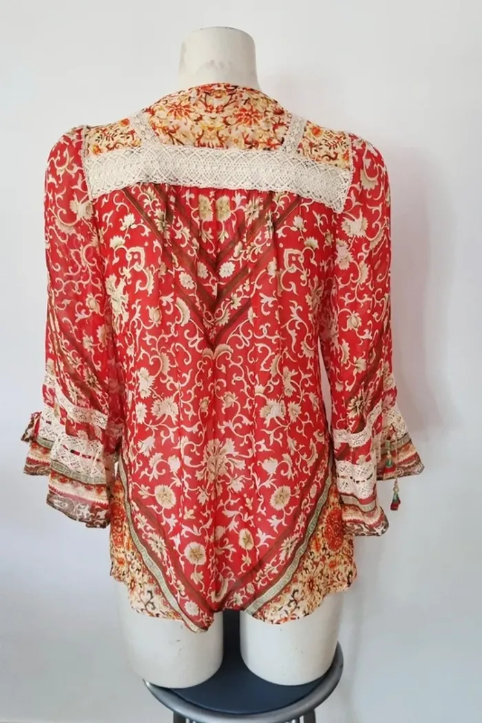 Blouse imprimée bohème rouge hale bob 38 - photo numéro 3