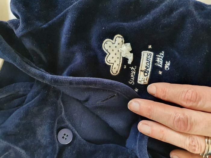 Ensemble bleu marine velours neuf sans étiquette 0-3 mois - photo numéro 5