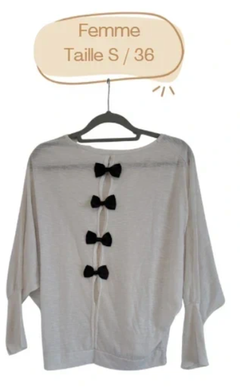 T-shirt manches 3/4 avec noeuds - Taille S