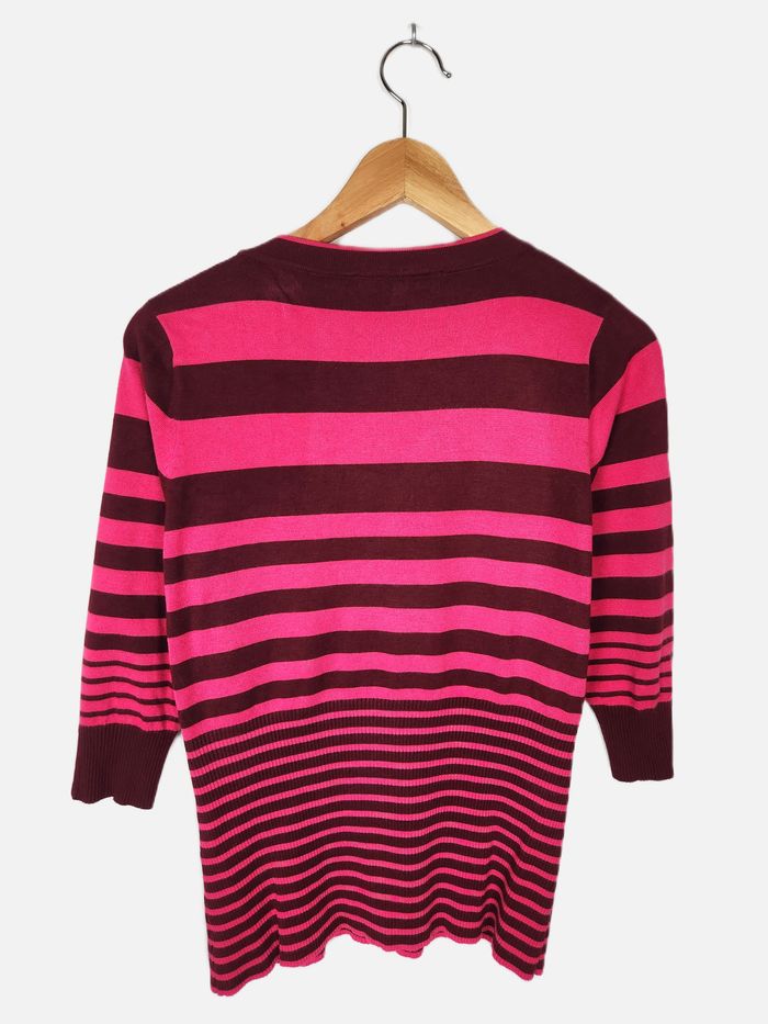 Cardigan Patrice Bréal à rayures Rose Taille M - photo numéro 5