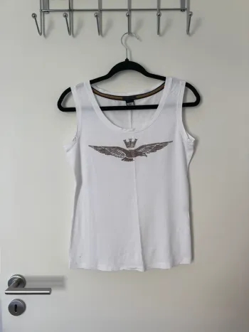 Débardeur blanc à strass Aeronautica Militare taille S