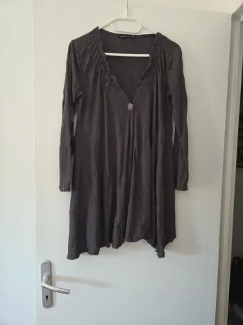 Cardigan filet femme marron mi long TBE taille M Elléa paris