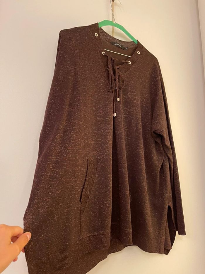 Pull Lauren Vidal bordeaux pailleté - L - photo numéro 4