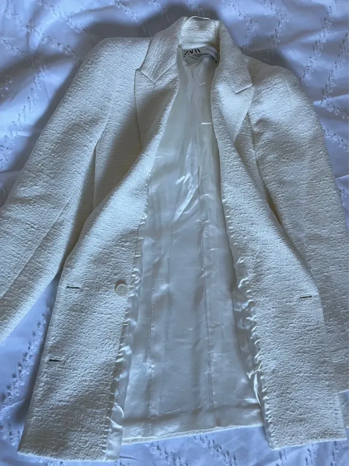 Veste blazer Zara tweed croisé taille S - photo numéro 10
