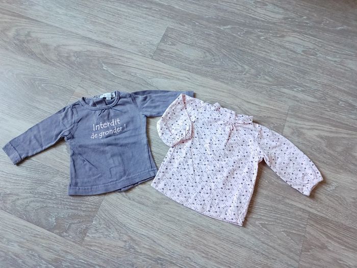 Lot 2 t-shirt manches longues 3 mois