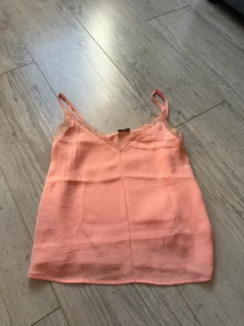 Top nuisette bretelle orange dentelle XS
