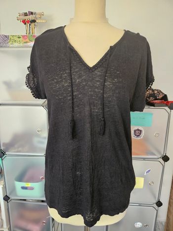 Tee-shirt en lin noir Caroll 38 #lora11femme38