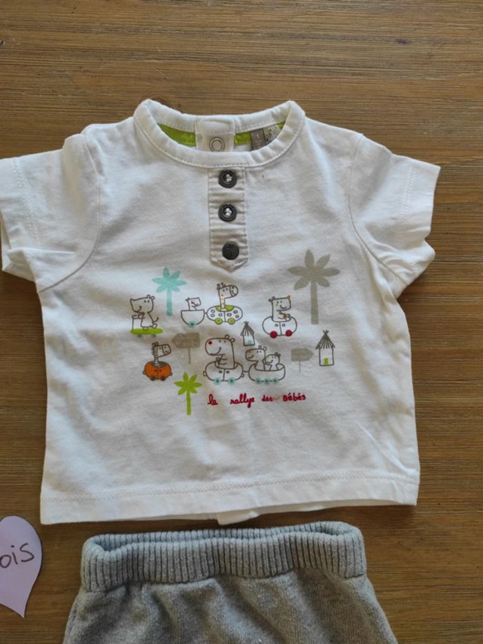 Ensemble jogging et t-shirt animaux mixte 1 mois - photo numéro 3