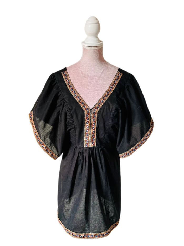 🖤🌸 Blouse ethnique Maison Hôtel noire broderies made in India embroidered oriental blouse🌸🖤 - photo numéro 9