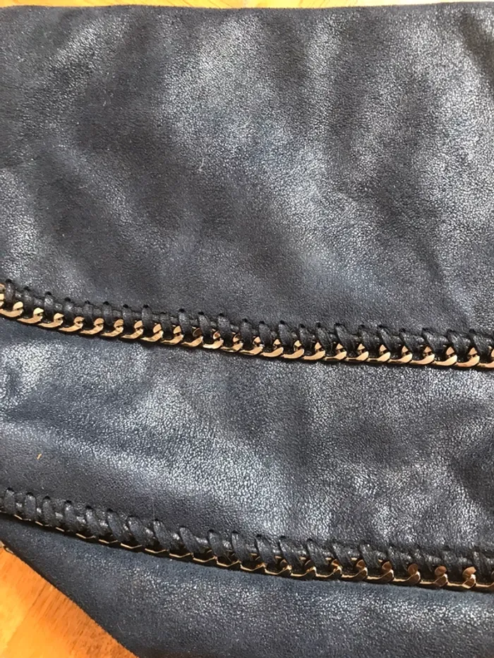 Sac en daim bleu avec chaînes - photo numéro 4