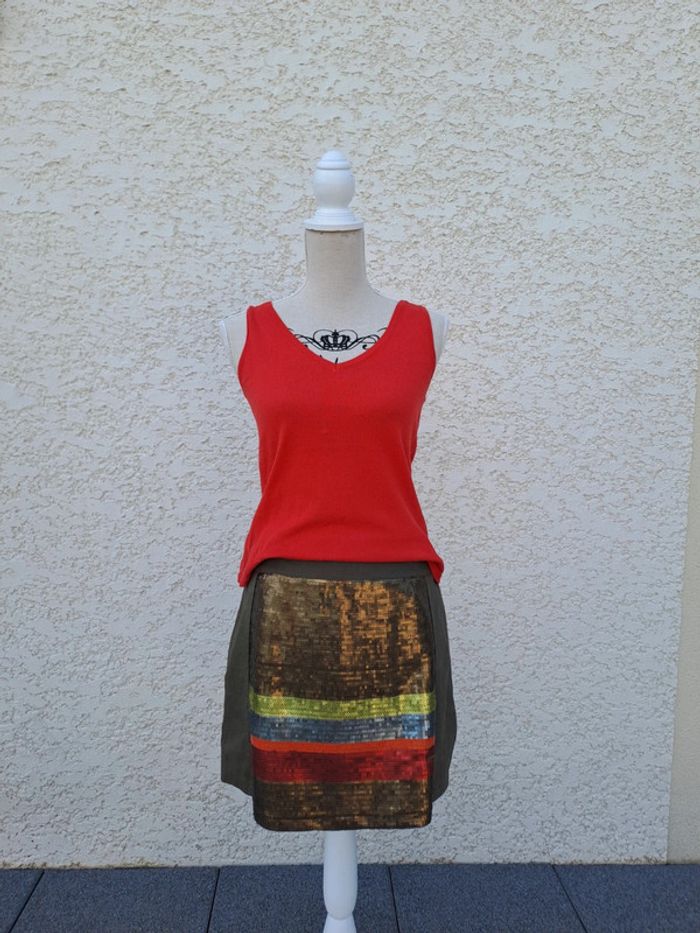 Robe trompe l'œil jupe Kaki et débardeur Trend t. 38