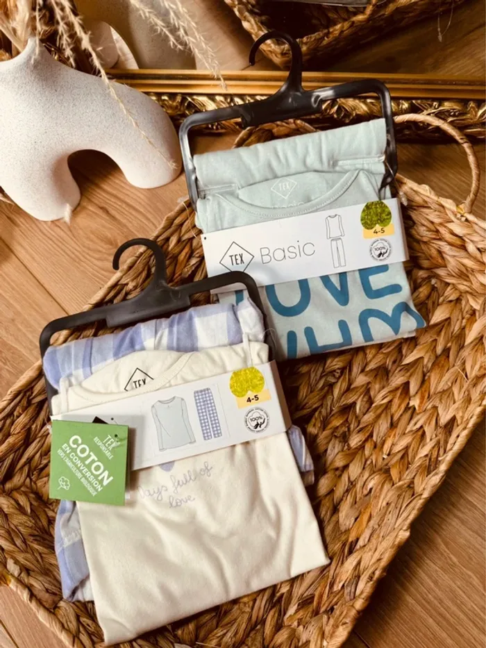 Taille 4-5 ans lot de 2 pyjamas 2 pièces coton flanelle fille Tex violet menthe Neufs 🌷 - photo numéro 2
