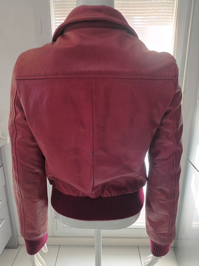 Blousons vintage cuir epais rouge REDSKINS - photo numéro 3