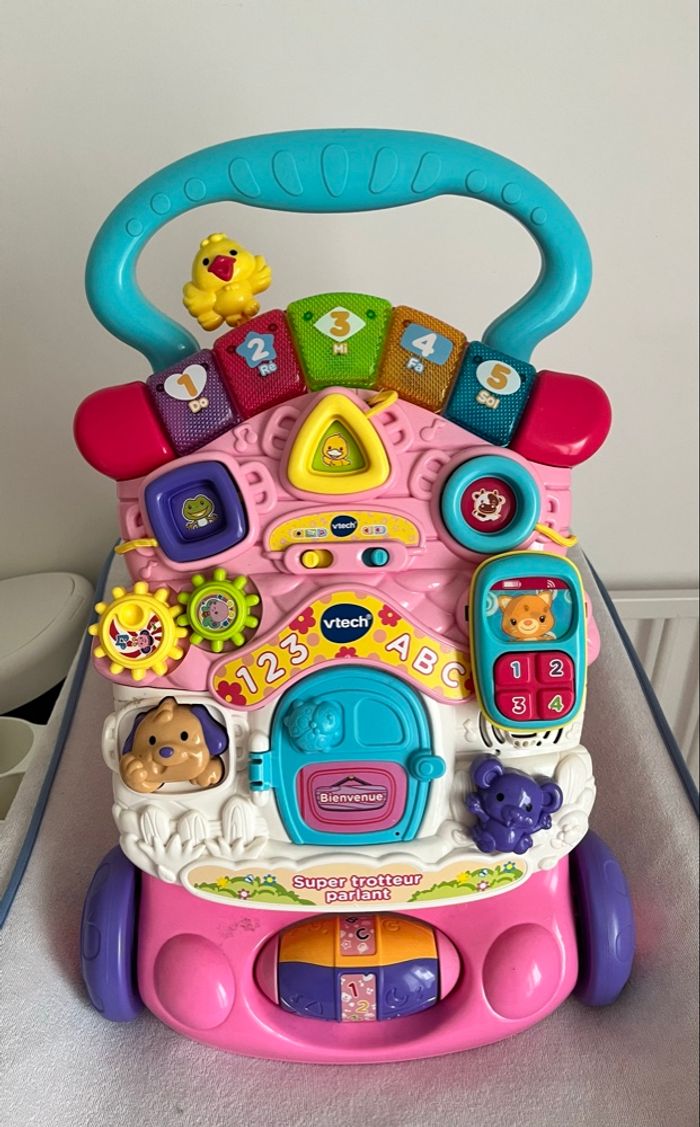 Trotteur parlant 2 en 1 rose - photo numéro 2