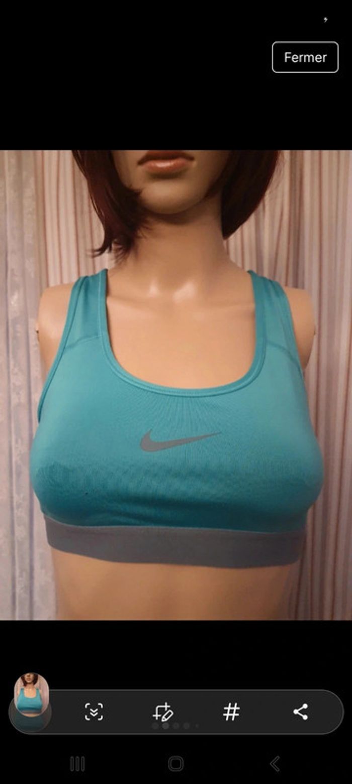 Brassière de sport tourquoise/gris Nike taille S - photo numéro 2