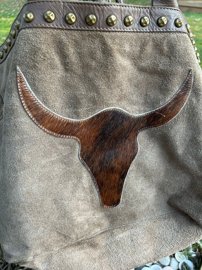 Sac cuir retourné tête de buffle - photo numéro 3