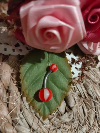 🪴Piercing nombril orange et blanc🪴