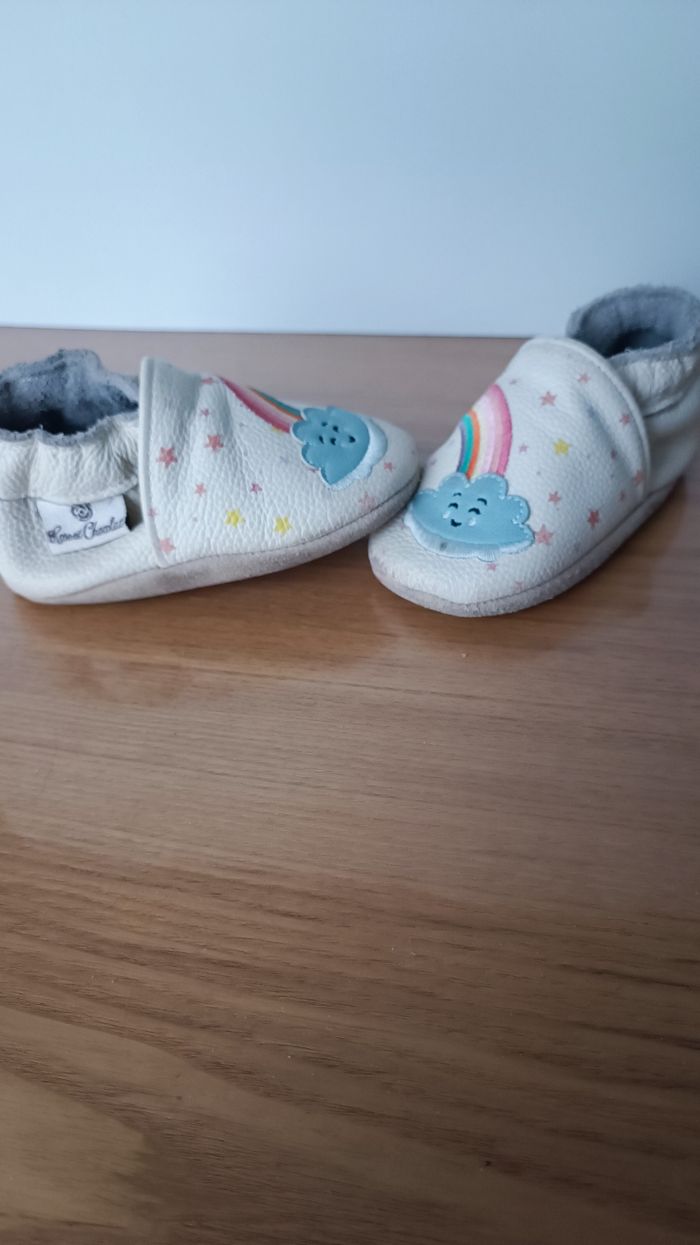 Lot 2 chaussons cuir Rose et Chocolat 6-12mois - photo numéro 5