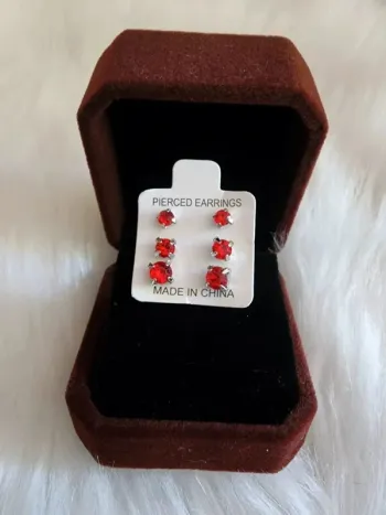 💎Boucles d’oreilles 3 paires Zirconium Rouges 💎