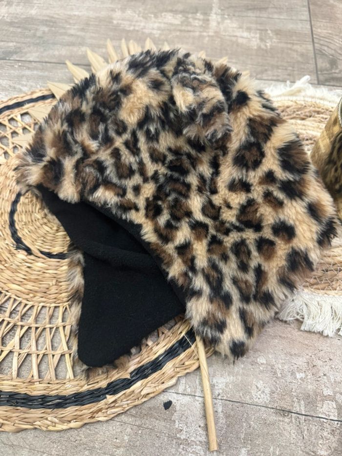 🌵Chapka enfant bonnet oreilles tout doux Léopard 2/3 ans Neuf - photo numéro 2