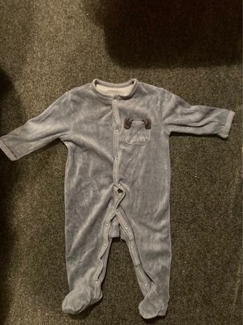 Pyjama bébé velours bleu KIABI - Taille 6 mois