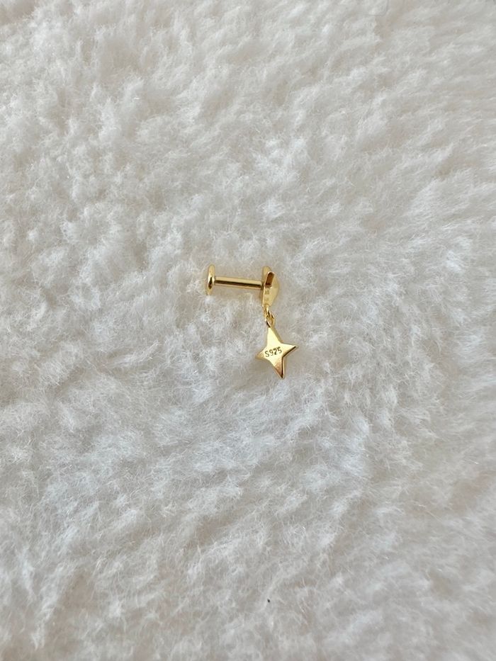 Piercing 2 étoiles en pendentif, doré - photo numéro 4