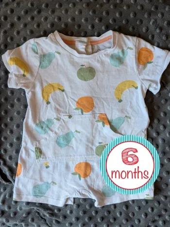 Combi-short bébé 6 mois Tex #fruits #mixte #été