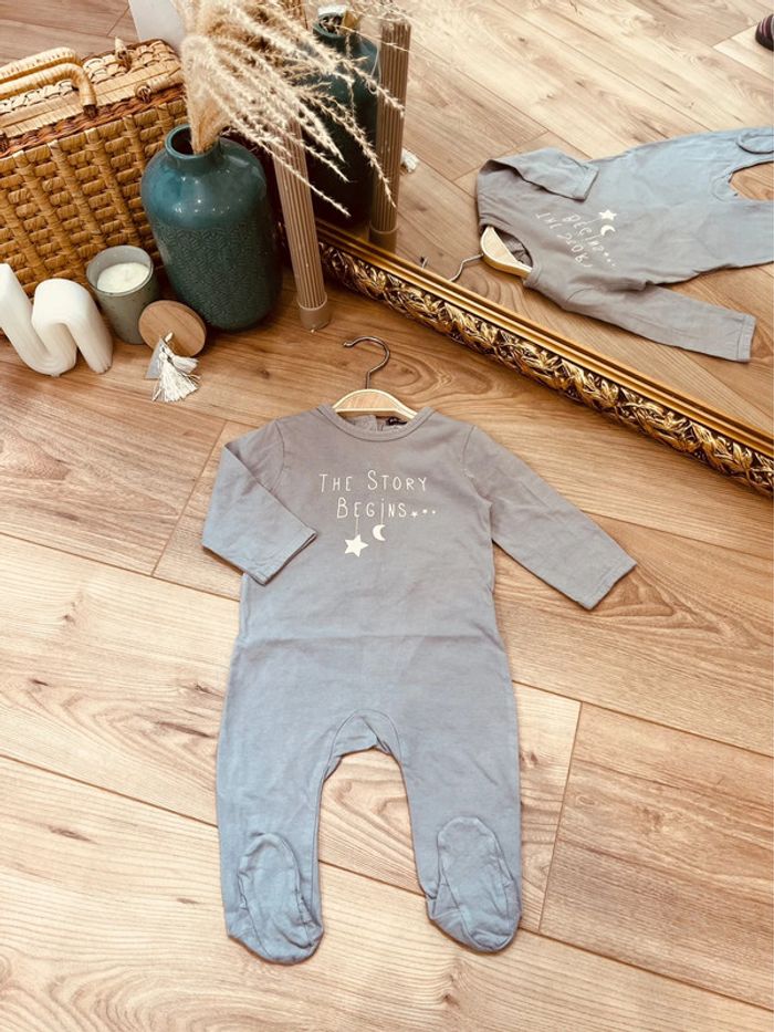 Taille 6 mois pyjama fin garçon Kiabi gris * the story * 💙