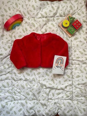 gilet manches longues rouge en fourrure 12 mois
