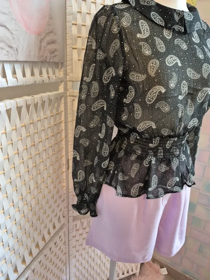 💕jolie blouse bizzbee noir motifs cachemire femme TS / 36 💕 - photo numéro 4