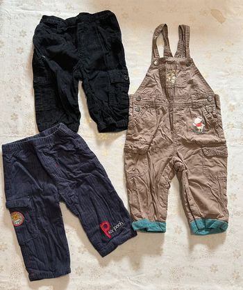 Lot 2 pantalons + 1 salopette