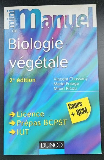 Manuel Biologie végétale - Cours + QCM + QROC  - Licence/Prépa/Master