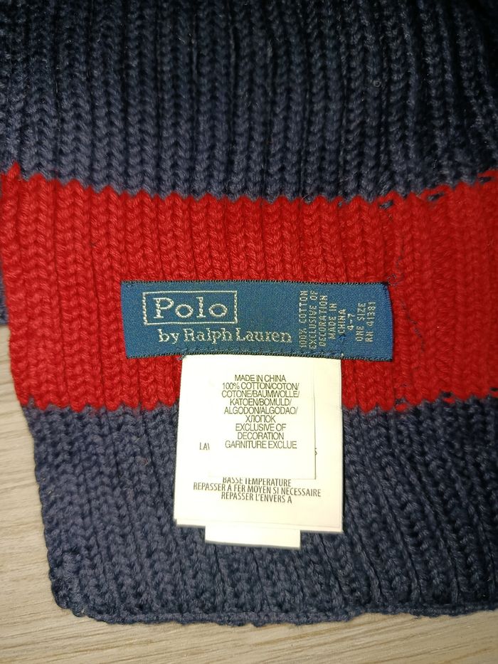 Écharpe Ralph Lauren bleu et rouge en coton - photo numéro 3