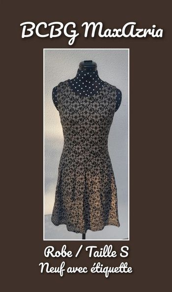 Robe courte chic pour soirée / réveillon noir beige Taille S Bcbg MaxAzria