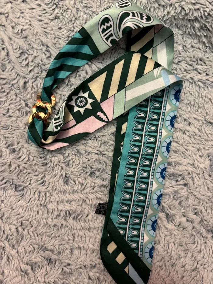 Bracelet foulard, bijoux acier inoxydable, bijou vert sapin - photo numéro 4