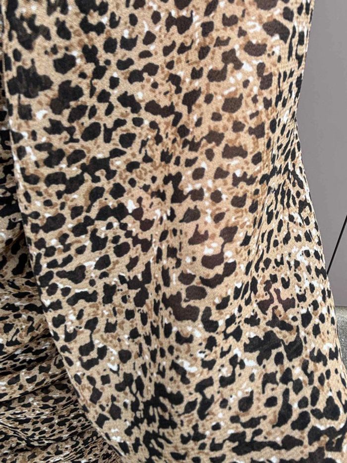 Robe léopard froncée manches longues fluide – Taille S - photo numéro 7