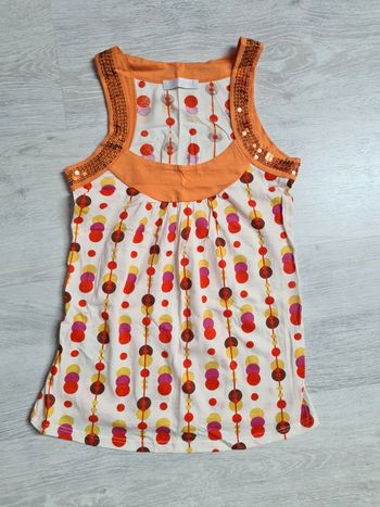 Débardeur neuf promod XS graphique avec sequins aux épaules