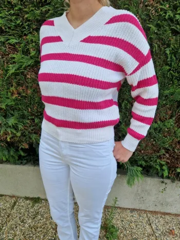 🌸 Jolie Pull rayé - Amisu - Taille 38 (M) 🌸