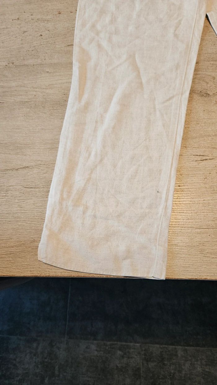Pantalon beige clair en lin et viscose, Cicerone, taille M/38, nickel - photo numéro 3