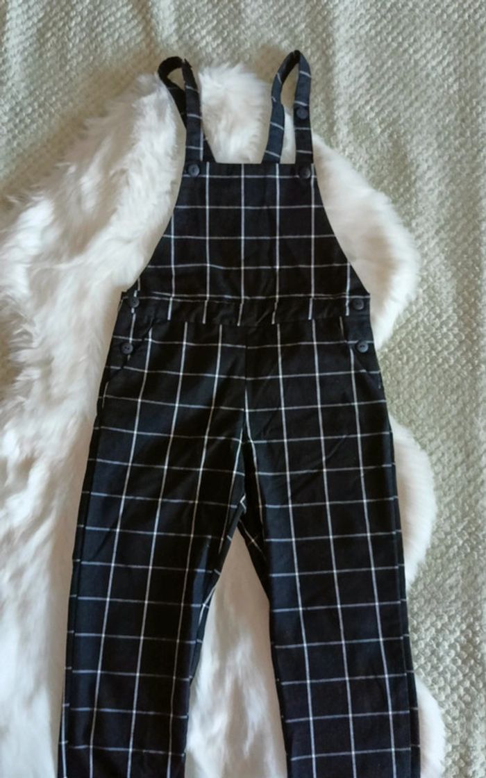 Salopette noir carreaux chic 10 ans - photo numéro 3