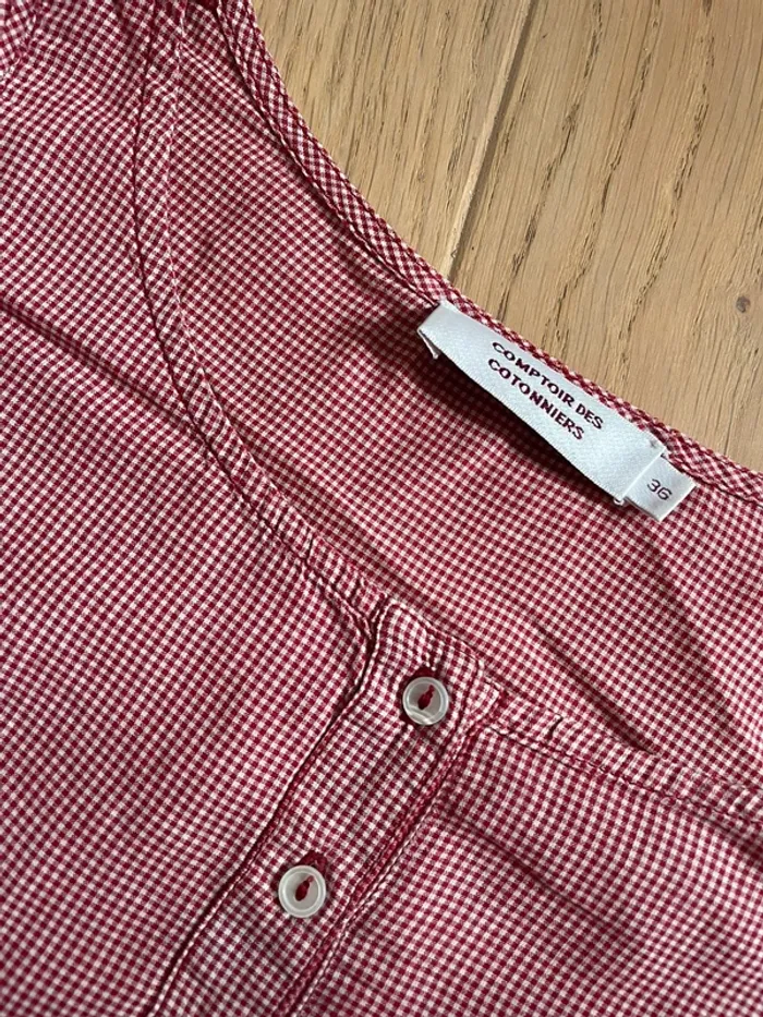 Blouse légère MC vichy rouge - Comptoir des cotonniers - 36 - photo numéro 3