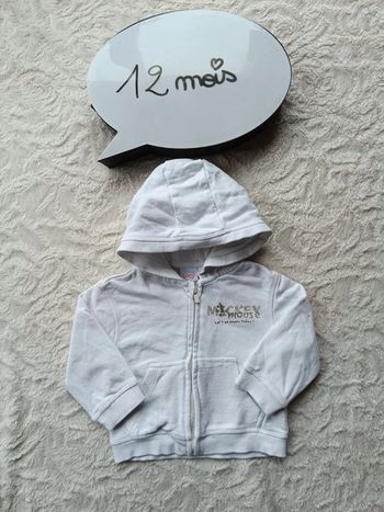 Gilet zippé veste avec capuche Garçon 12 mois Mickey Disney Baby 100% coton