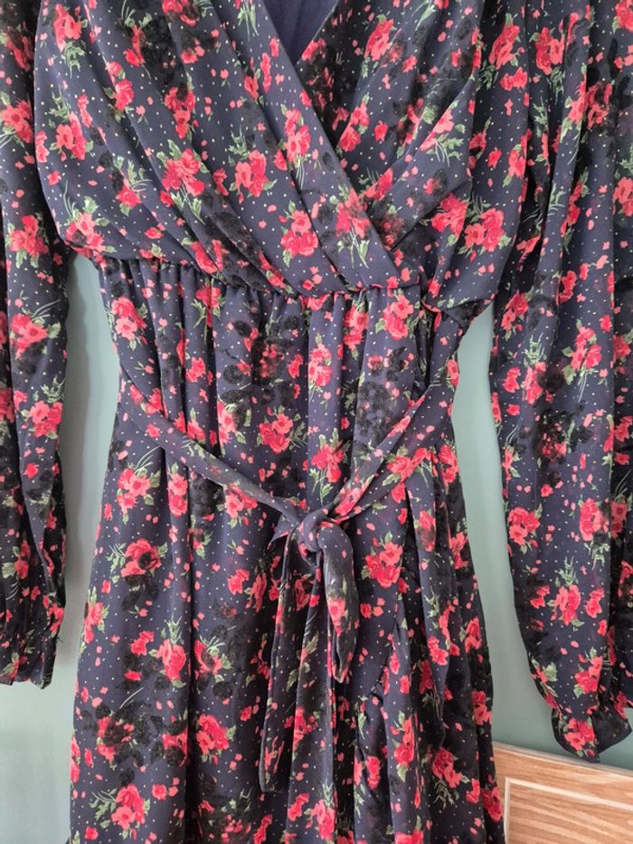 Robe bleu marine et rouge, manches longues, lili et lala taille 40 - photo numéro 3