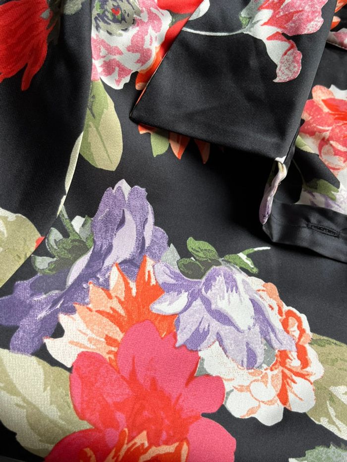 Chemisier satiné à fleurs Zara S - photo numéro 5