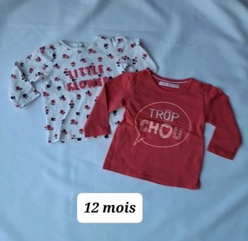 Lot de 2 tee shirt manches longues taille 12mois